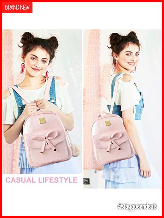 Mini Leather Backpack Purse Set 3 Piece Bowknot Zipper Bags Casual Travel main image 4